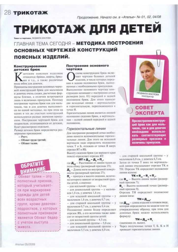 Конструювання трикотажного одягу для дітей різного віку. Добірка