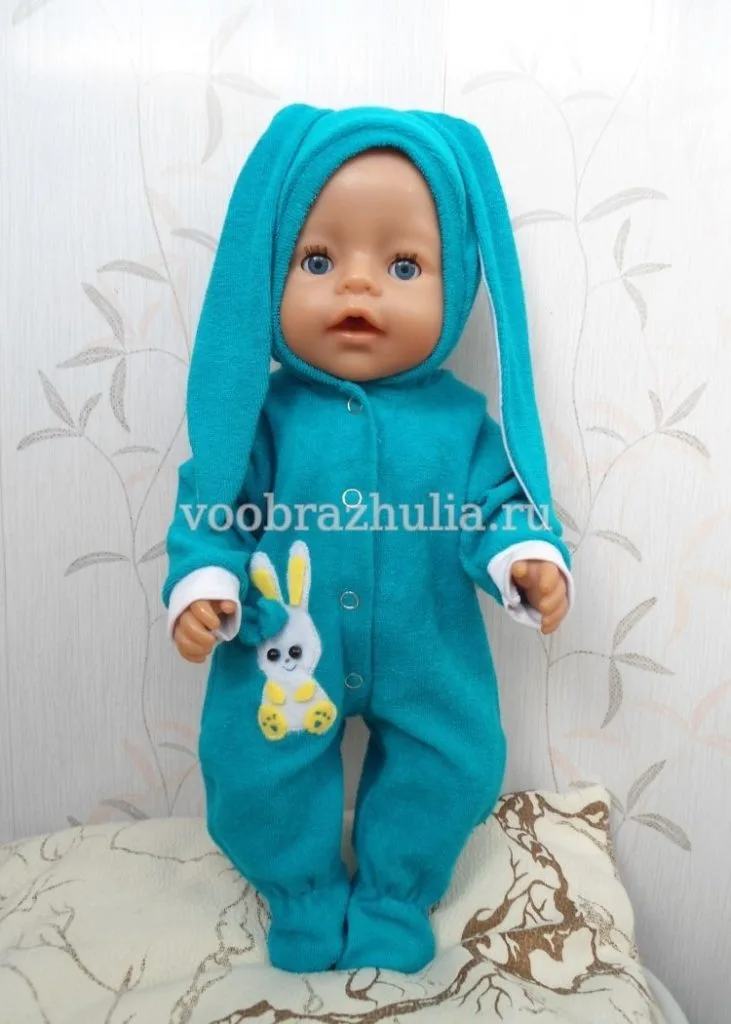 Сліп з вушками та аплікацією для ляльки Baby Born