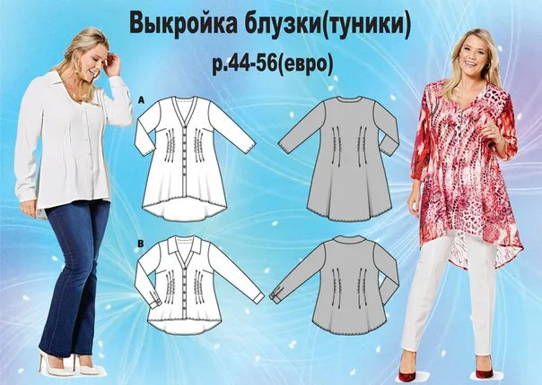 Блузка та туніка для жінок (р 44-56 євро)