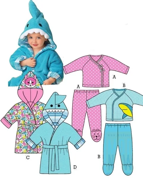 Халат, повзунки та кофточка для малюків (розмір 1-18міс)