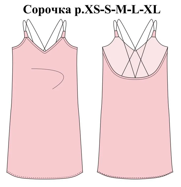 Жіноча нічна сорочка (розмір XS-S-M-L-XL)