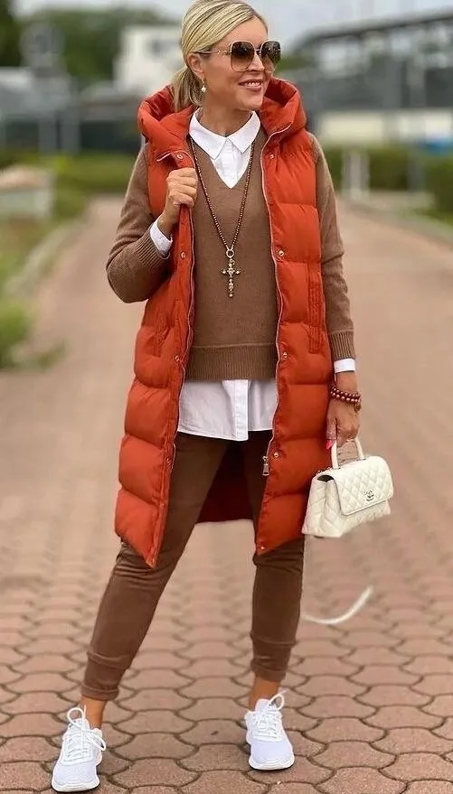 Жіночий довгий жилет із капюшоном (38-60)