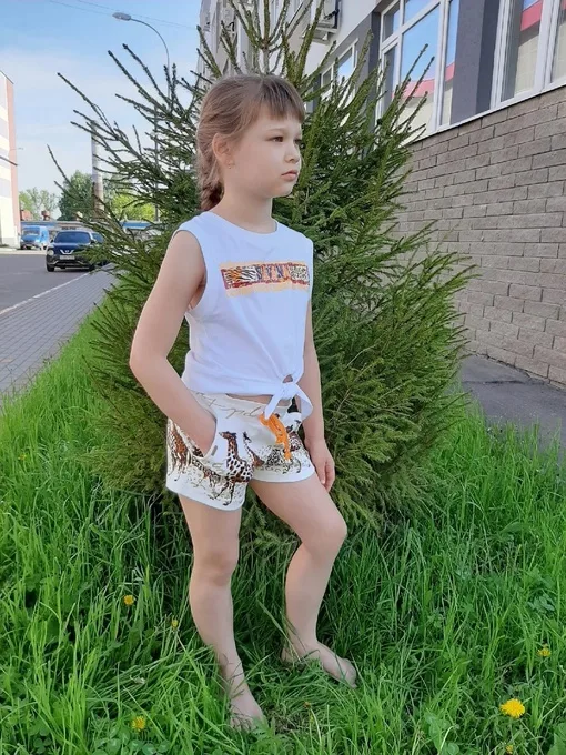 Літня майка для дівчаток, із зав’язками на талії (98-152)