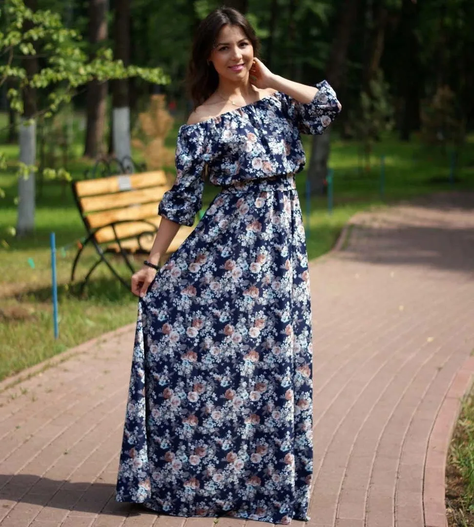 Сукня-селянка з відкритими плечима, 44-52