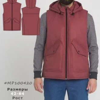 Форма утепленого чоловічого жилета з капюшоном, розміри з 44-64