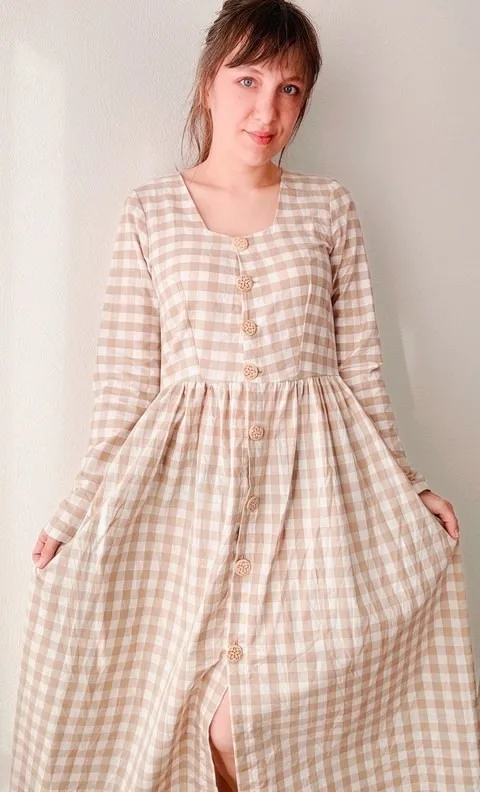 Льняна сукня максі на гудзиках, XS-6XL