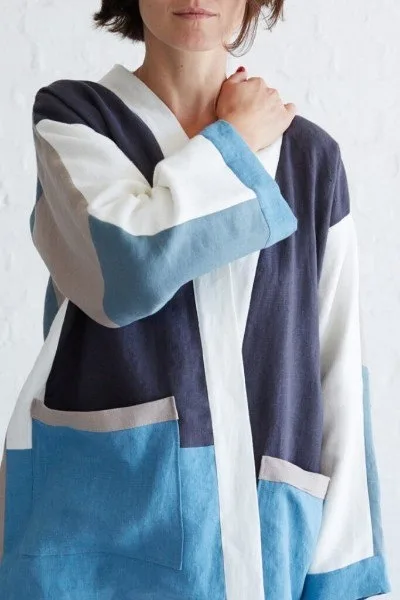 Жіночий жакет-кімоно у стилі печворк, oversize XS-M