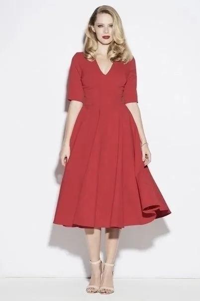 Сукня з V-подібним вирізом та рукавом до ліктя, XS-XXL