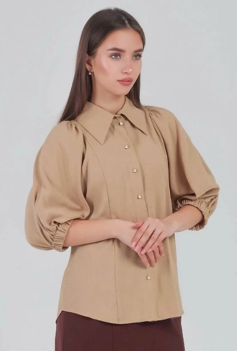 Сорочка-блузка з пишними рукавами, розміри 40, 54, 64