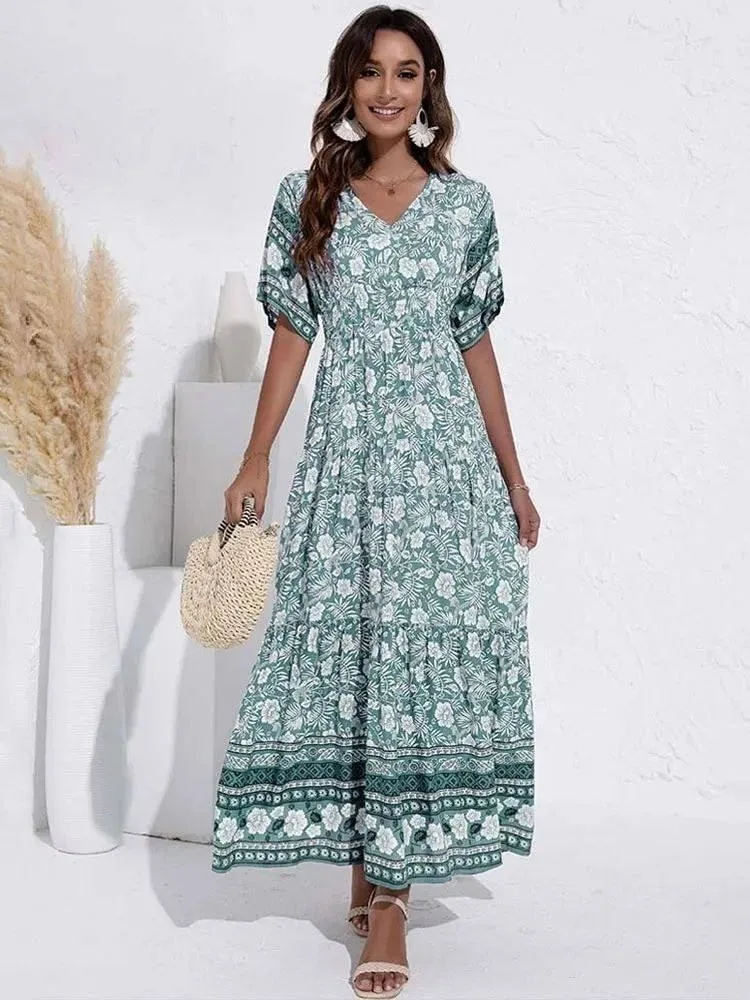 Жіноча сукня максі з V-вирізом, XS-4XL